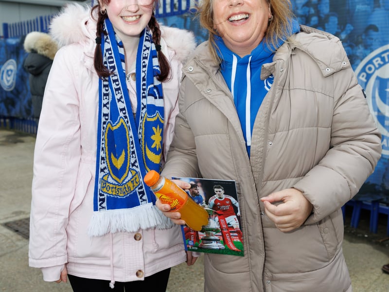 The atmosphere is building outside Fratton Park as Pompey fans prepare for this afternoon’s FA Cup tie against Arsenal.