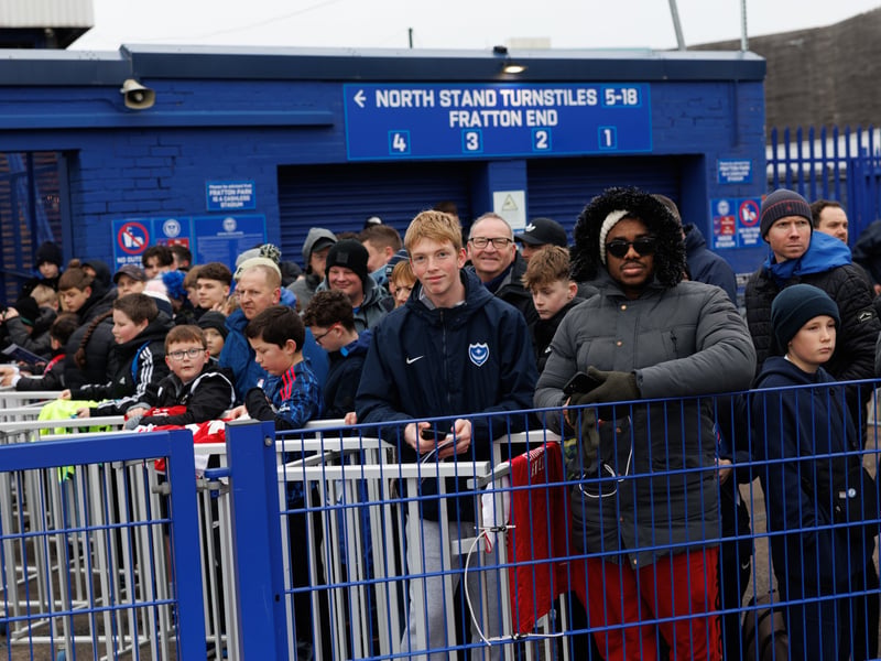 The atmosphere is building outside Fratton Park as Pompey fans prepare for this afternoon’s FA Cup tie against Arsenal. 