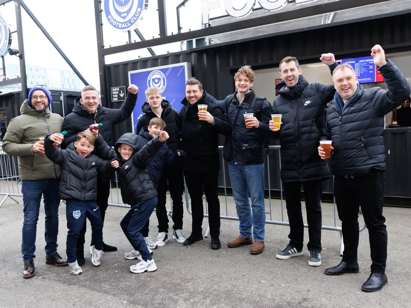 The atmosphere is building outside Fratton Park as Pompey fans prepare for this afternoon’s FA Cup tie against Arsenal. 