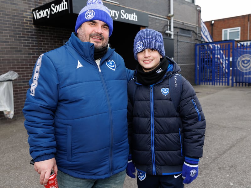 The atmosphere is building outside Fratton Park as Pompey fans prepare for this afternoon’s FA Cup tie against Arsenal.
