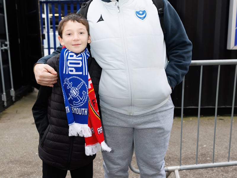 The atmosphere is building outside Fratton Park as Pompey fans prepare for this afternoon’s FA Cup tie against Arsenal. 