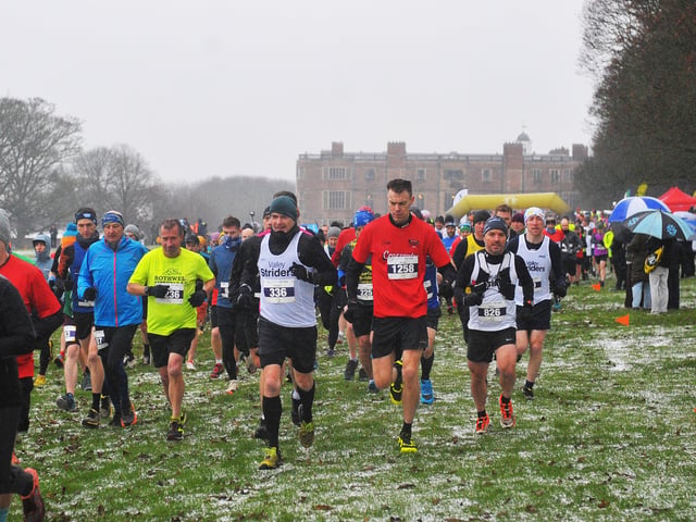 Runners set off with the majestic grounds of Temple Newsam House in the background.