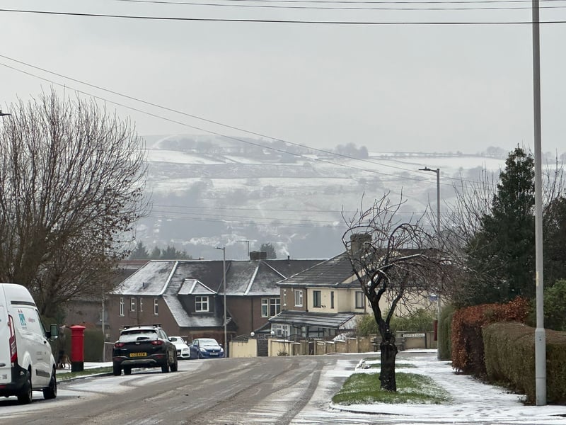 A snowy scene over the hills in nearby Shipley.