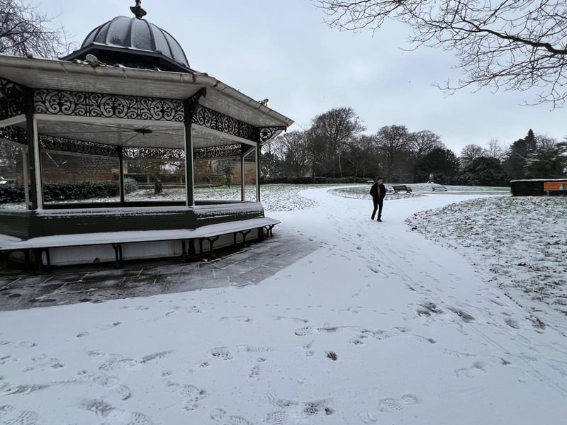 Snow in Roundhay Park this morning.
