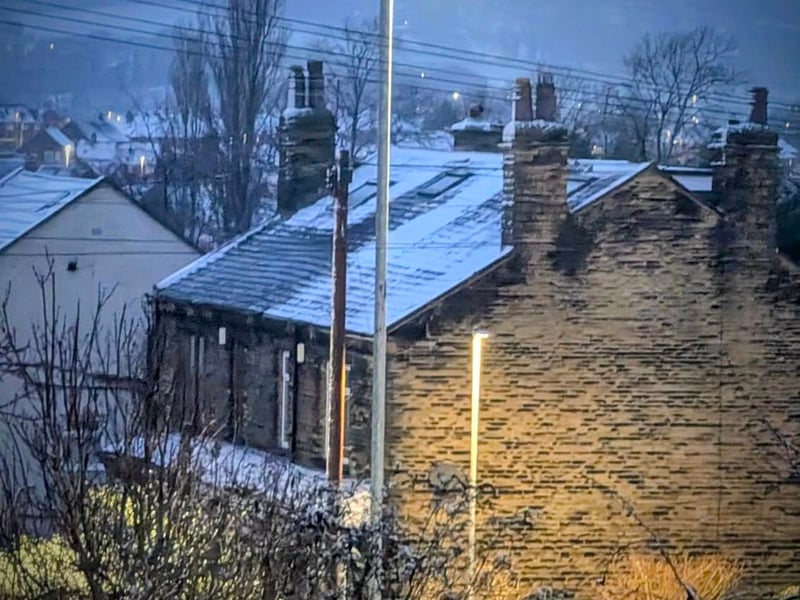 Nicola Dickinson shared this picture of snow on the rooftops in Bramley.