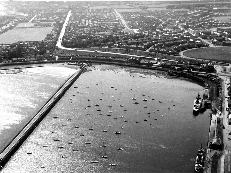 An aerial view of Granton Harbour in August 1962