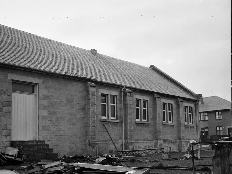 The aftermath of a fire at Granton Congregational Church Hall in December 1962.
