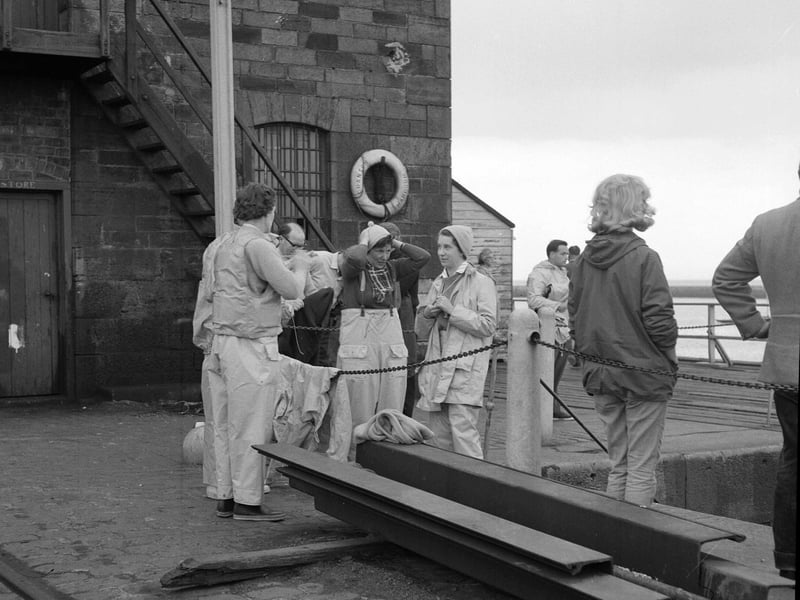 Women getting ready for a day of yachting at Granton in June 1964.