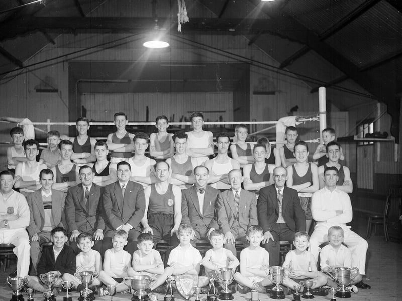Members of Buccleuch Boxing Club in Granton in November 1958.
