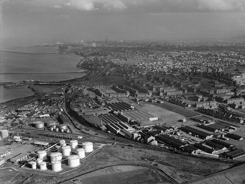 An aerial view of Granton Wire Works in March 1963.