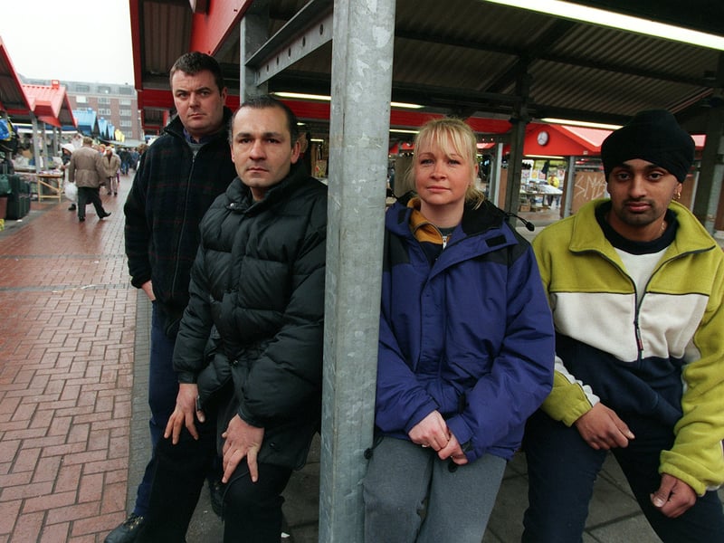 These Leeds Market traders - Paul Cox, Neil Chopra, Lisa Schofield and Lacky Singh - were threatened with suspension as their stalls crossed over a black line by an inch.