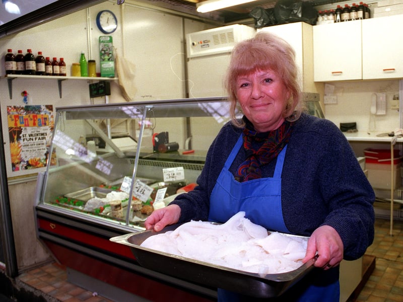 Sandra Newton on the tripe stall at Kirkgate Market.