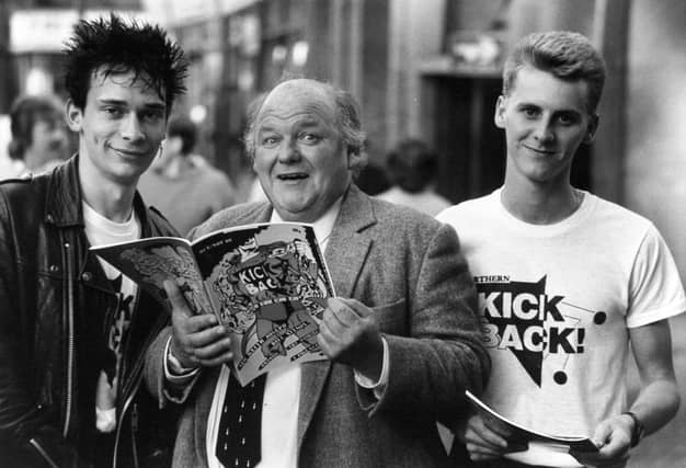 Simon Jose and Simon Norfolk with actor and comedian Roy Kinnear.