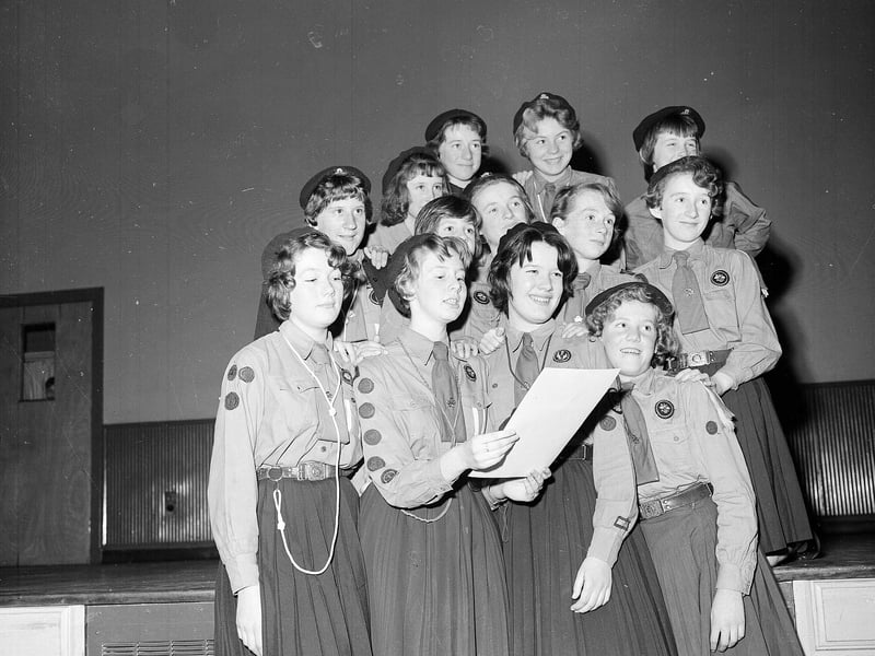 Queen's Guide Badges being presented in Broomhouse School  in November 1961.