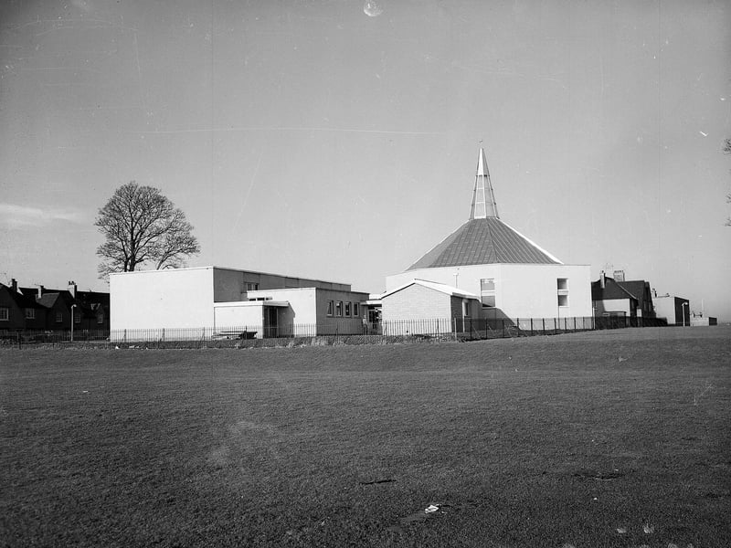 A view of St David's Church at Broomhouse in February 1965.