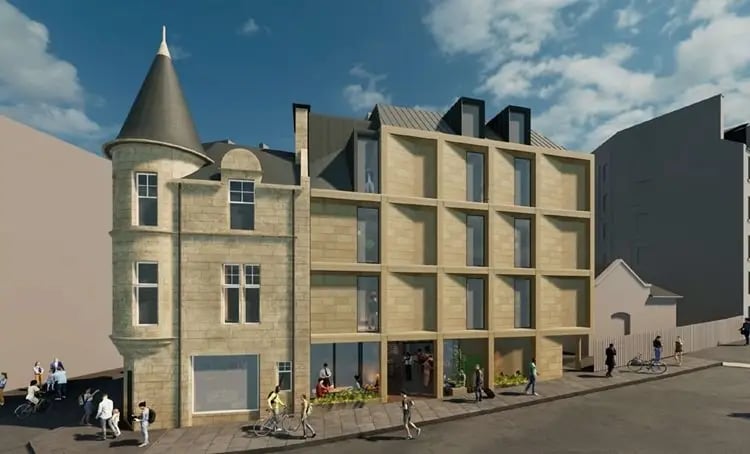 An extention to an existing hostel in the Old Town, planning permission has been approved to add 10 more dorm rooms and a bar.