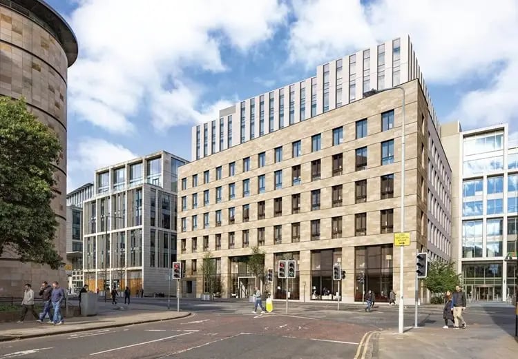 Set to be completed in 2028 this hotel on Morrison Street is being created by converting an office building to create 256 rooms.