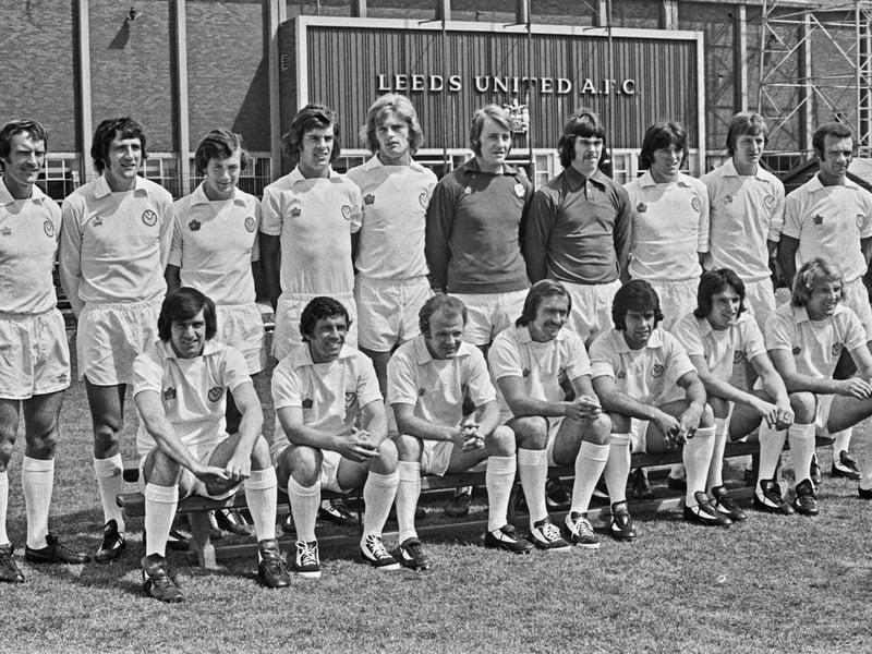 The Leeds United team at Elland Road ahead of the start of the 1974/5 season.