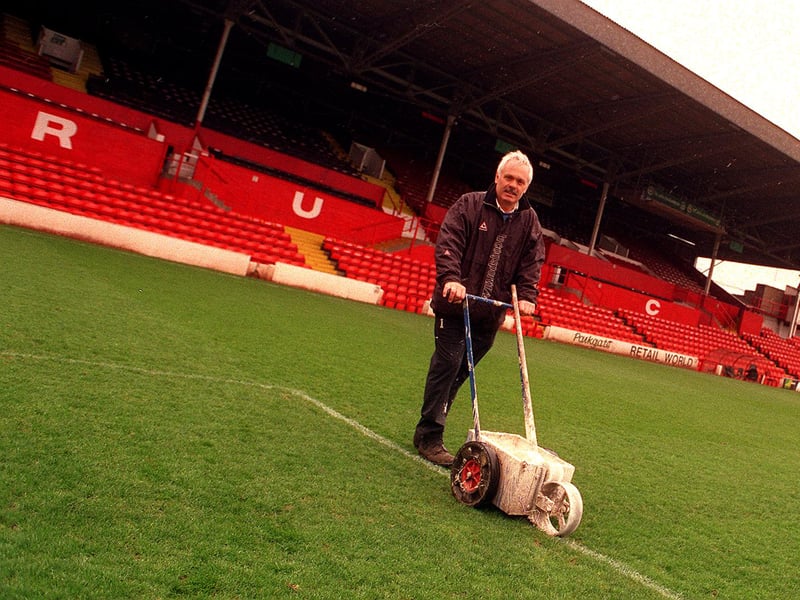 Rotherham United's groundsman Bill Corby at work at Millmoor in 1998