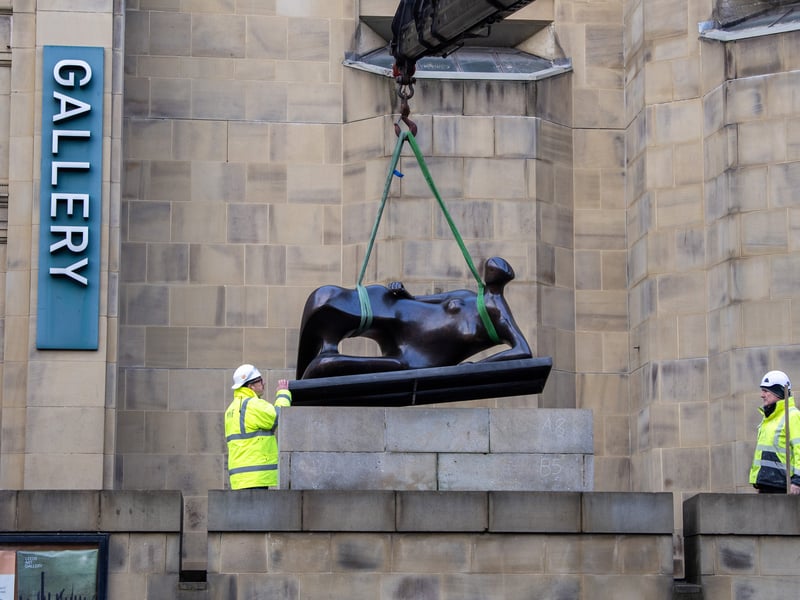Moore is best known for his semi-abstract monumental bronzes and undulating reclining figures.