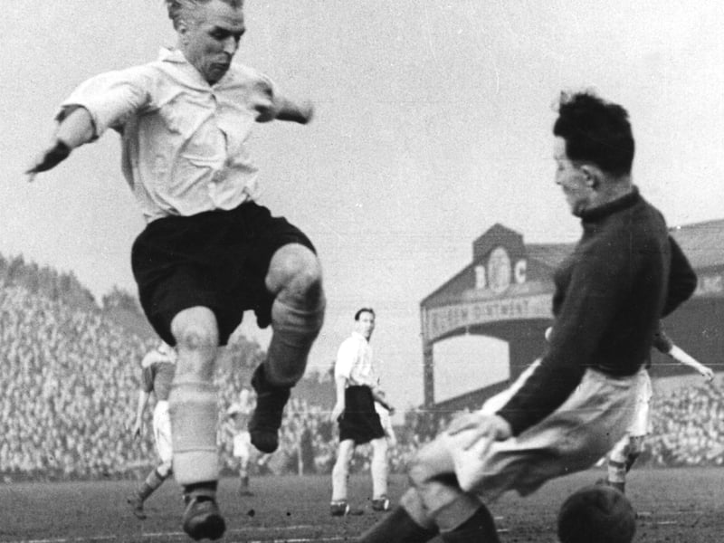 Bradford City take on Hull City in February 1949, at Valley Parade
