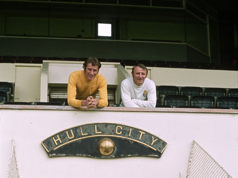 Manager Tommy Docherty (right) and Terry Neil at Hull City's old Boothferry Park stadium in 1971