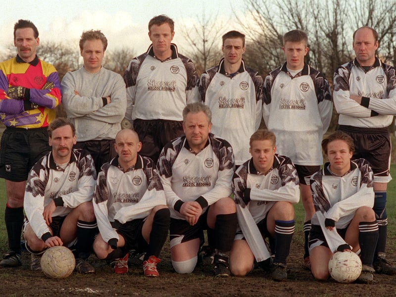 Mirfield Town pictured in February 1998. Back row, from left, are Steve Thornton, Paul Taylor, Chris Kaye, Richard Mathews, John Brierley and Malcolm Ellis. Front row, from left, are Russell Thornton, Joe Mc Laughlin, Ian Bowers, Andy Moore and Russell Adamson.