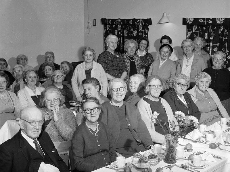The OAP Club of Sighthill division of the British Red Cross at a Christmas Dinner in the Sighthill Health Centre in December 1964.