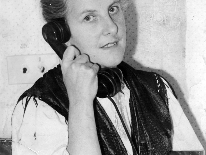 Baroness Maria Augusta von Trapp pictured on a visit to Leeds in October 1950.