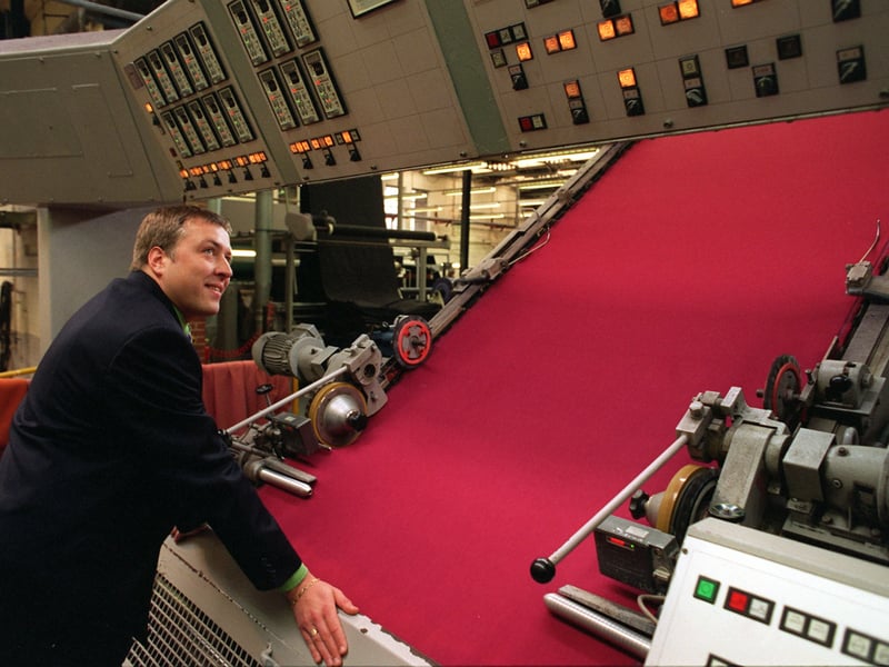 Andrew Schofield, international sales director at Camborne Fabrics Ltd , pictured in April 1997. The firm had won a Queens Award for Export.