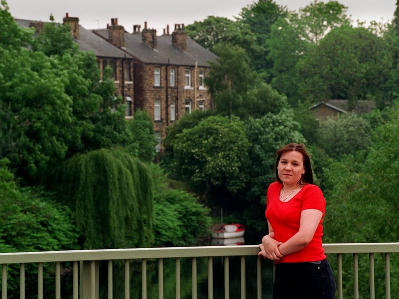 This is 19-year-old Karen Law who stopped help a lady who was about to jump off a bridge on Hopton New Road in October 1996. She is pictured in June 1997 before going to a presentation at Dewsbury Police Station.