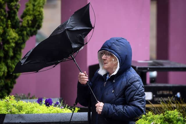 This phrase, suggested by Gwen, is one that probably comes in handy more than you'd wish. It's another way of saying it's extremely windy out there.