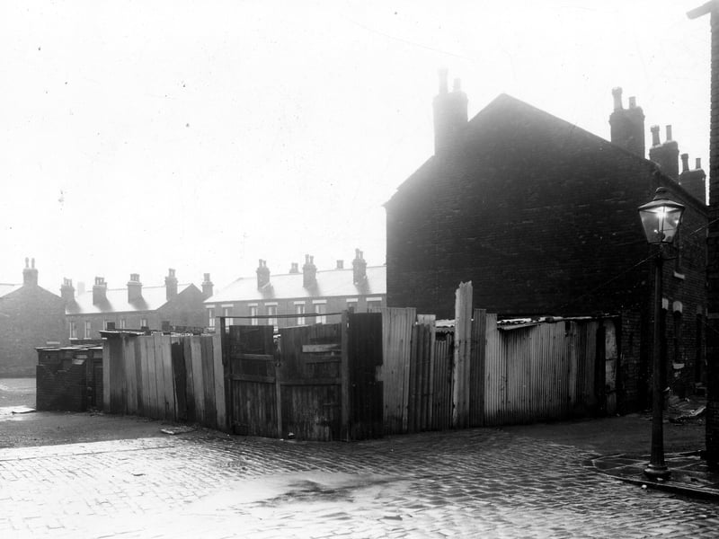 This photo from November 1959 is looking at the end of Metcalf Terrace, from Greystone Street. Metcalf Street can be seen behind.