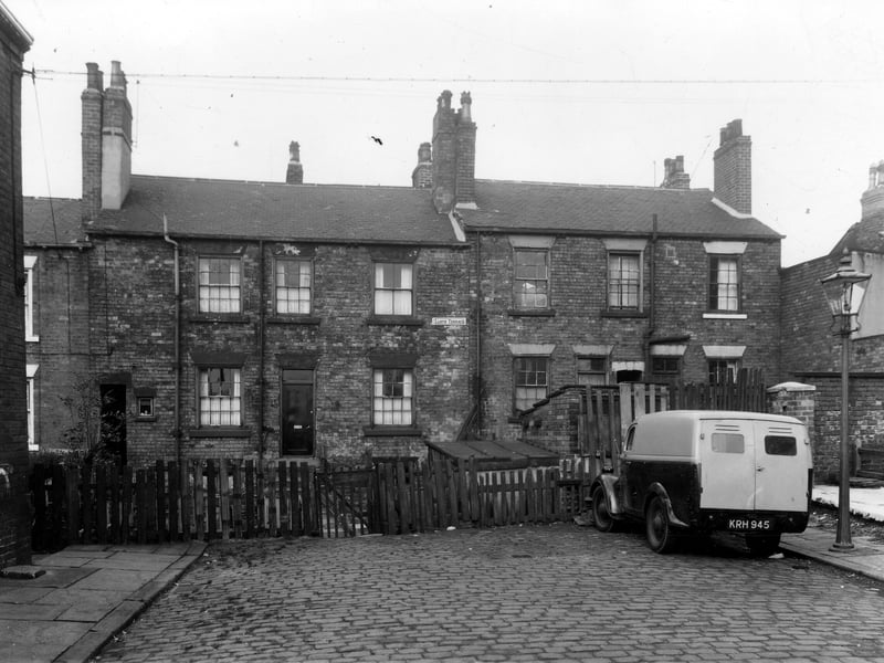This view of Lloyd Terrace(Street) is from Burley Terrace. Lloyd Street lay in front of these houses and numbering was staggered from back to front.