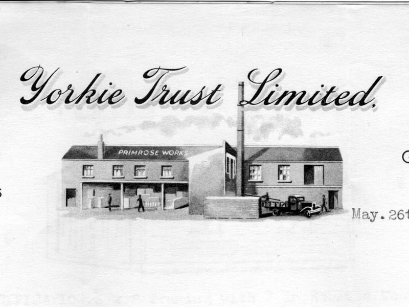 Letterhead from May 1960 of Yorkie Trust Limited, refrigerator and joinery manaufacturers with a picture of premises.