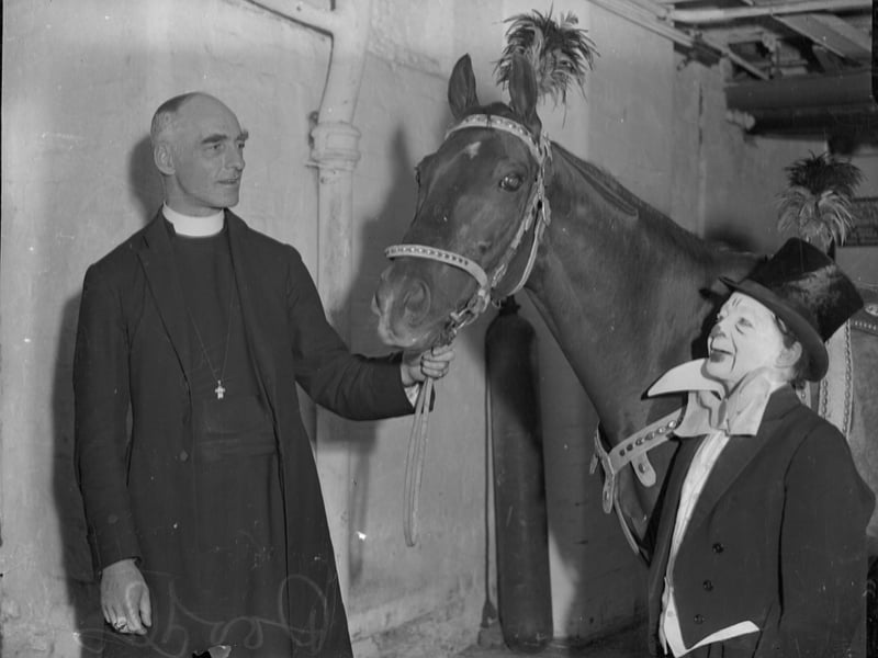 Bishop of Blackburn Percey Herbert and Doodles The Blackpool Tower Circus clown in 1928 - Blackpool historical