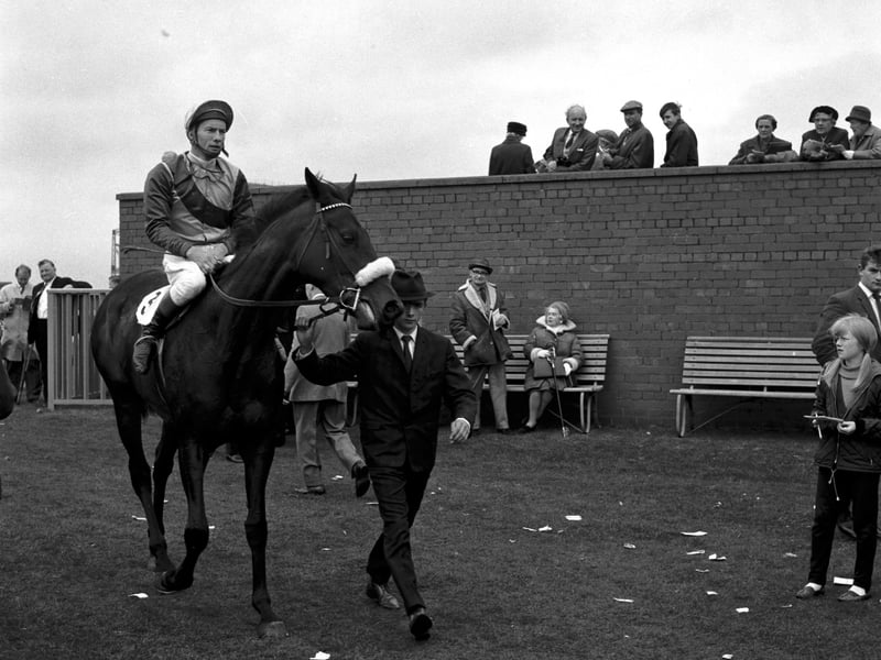 Lester Piggot after winning the Edinburgh Gold Cup at Musselburgh in September 1965.