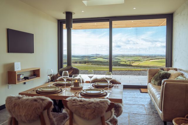 The living space enjoys a picture postcard view.