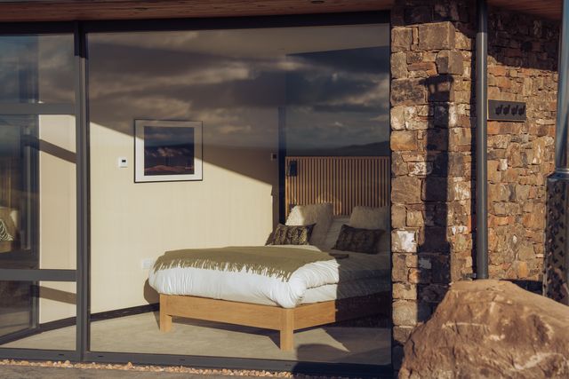 One of the two bedrooms in the property.