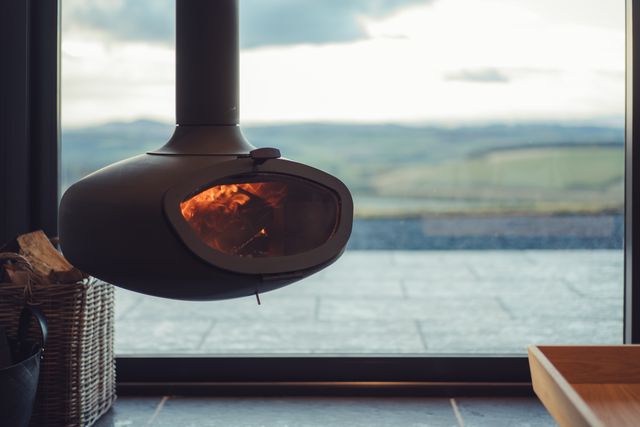 Guests are provided with plenty of logs to feed the wood-burning stove.