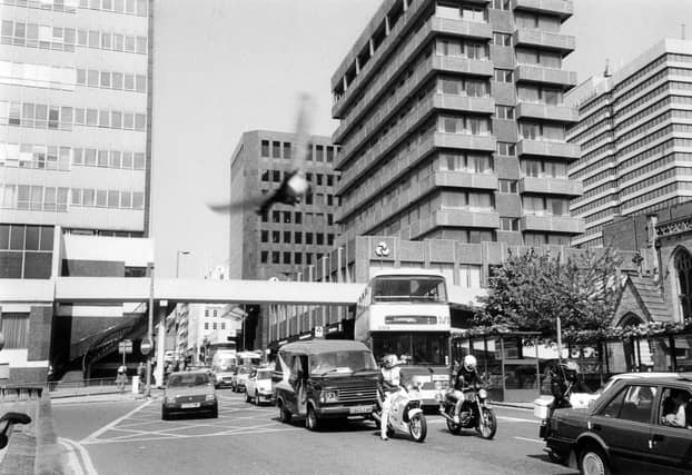 Looking north along Park Row from City Square. The 1967 Norwich Union building is partially seen on the left.
