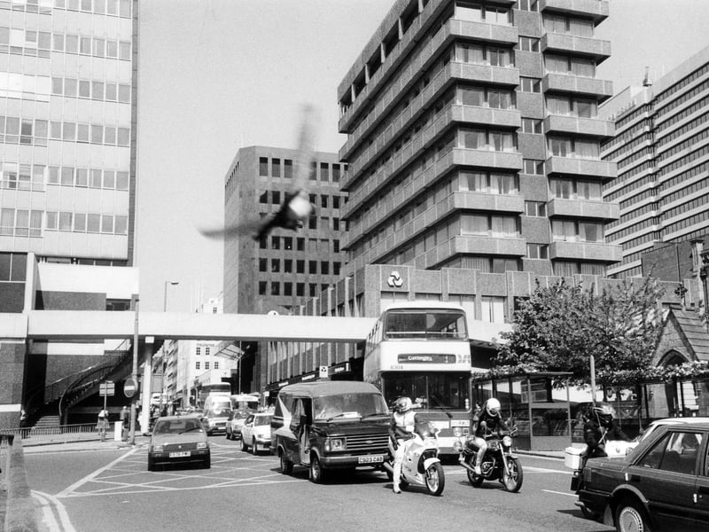 Looking north along Park Row from City Square. The 1967 Norwich Union building is partially seen on the left.