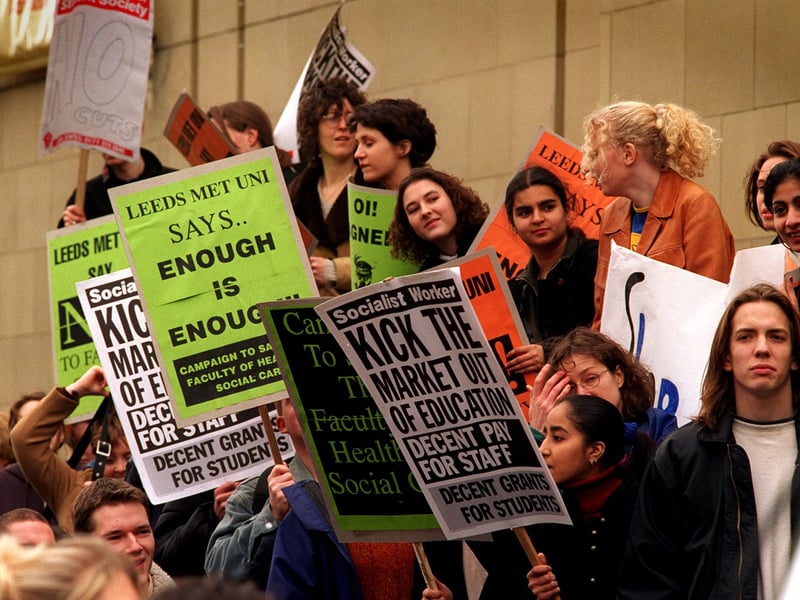 The threatened closure of the faculty of health and social care prompted Leeds Metropolitan University students to demonstrate outside Leeds City Art Gallery.