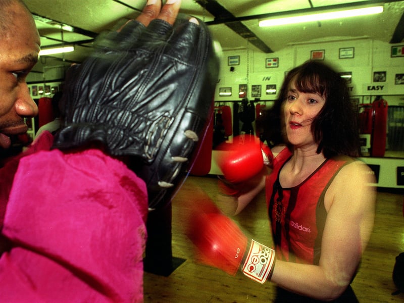 This is Rachel Walker put through her paces by Rick Manners at his school of boxing in Mabgate.
