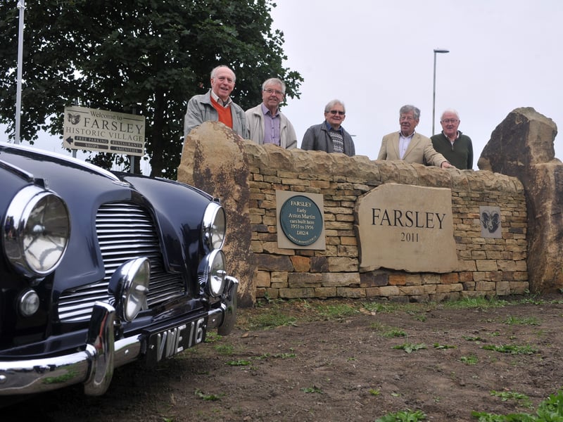 September 2016 and original apprentices David Sugden, Keith Foster, Barry Wood, Peter Lanframchi and Edward Preistley  who worked  at the Newlands Works unveil a plaque to commemorate the fact that the early Astons were built at Farsley in 1953.