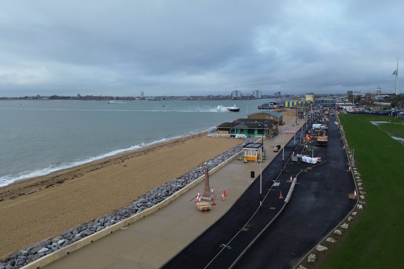 Work is continuing apace to create a new road in front of Southsea Common