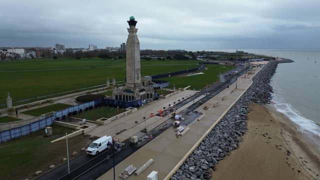 New-look promenade in front of the Portsmouth Naval Memorial