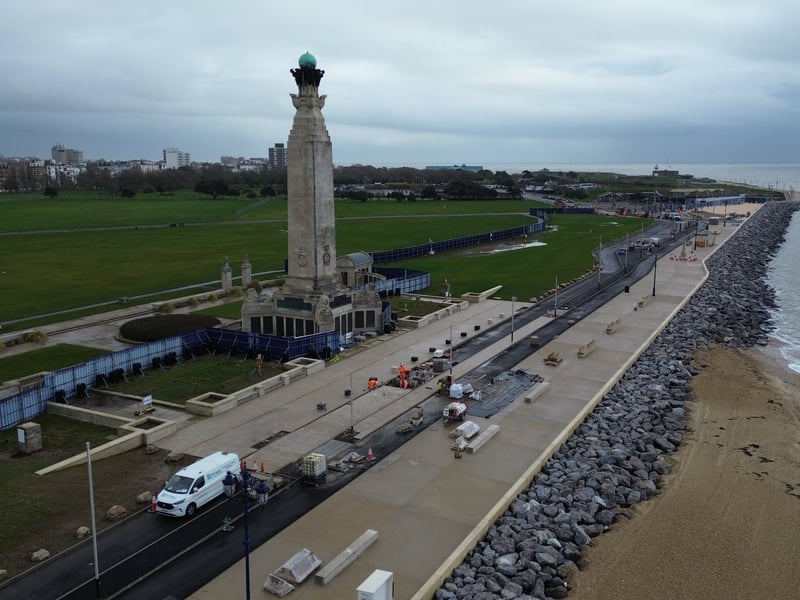 New-look promenade in front of the Portsmouth Naval Memorial
