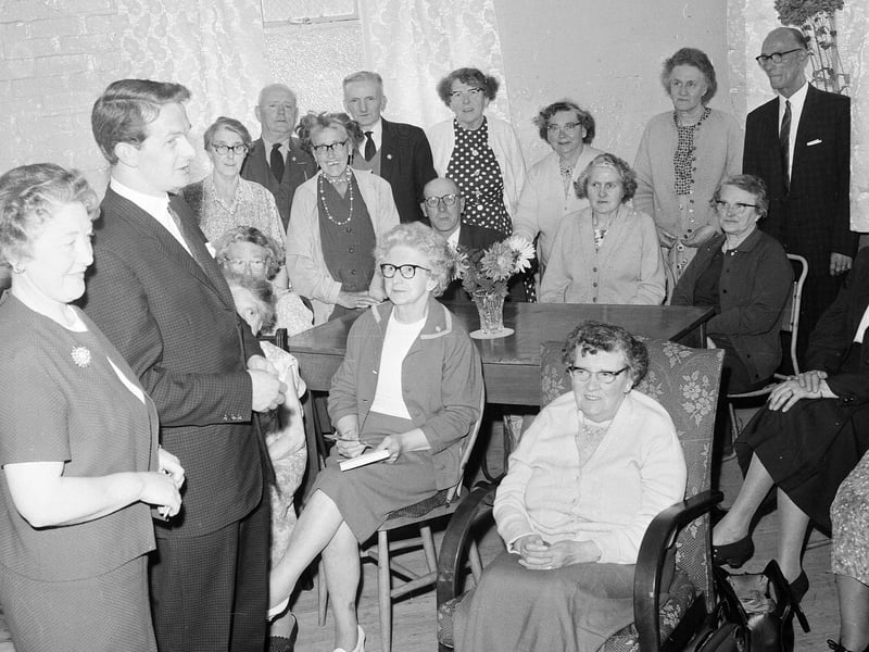 Councillor James Durkin opens the New Lunch Club at the West Pilton Community Centre in June 1965.