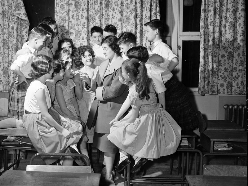Singers preparing to perform at the Pilton Festival in St Davids School in March 1960.